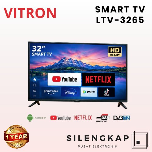 VITRON Smart TV LTV 3265 Youtube Netflix USB Movie HDMI 32 Inch Android 14 Garansi Resmi