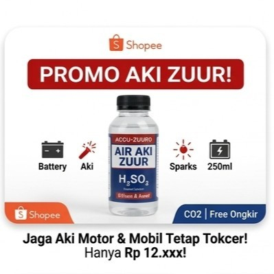 Packing Aman & Rapi ACCU-Zuur Air Aki Zuur merah original