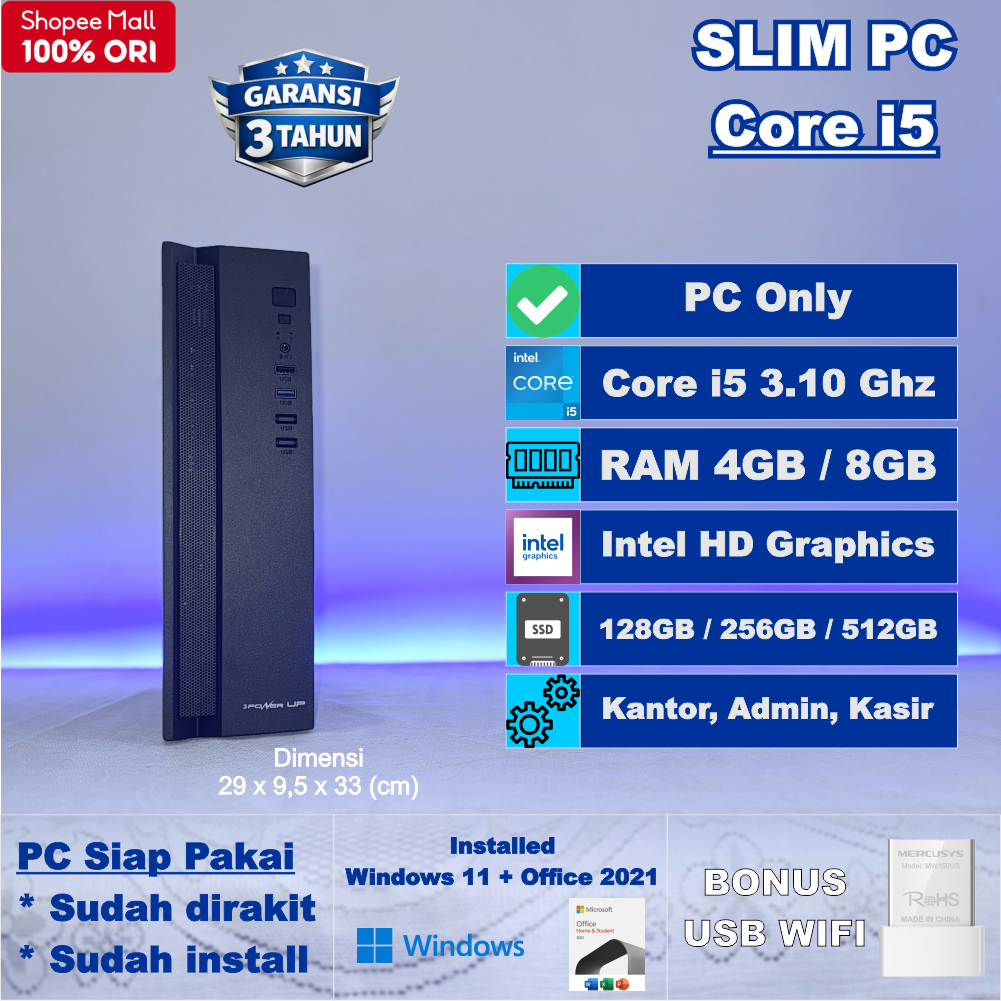 Slim PC Core i5 Kantor - CPU Komputer Rakitan