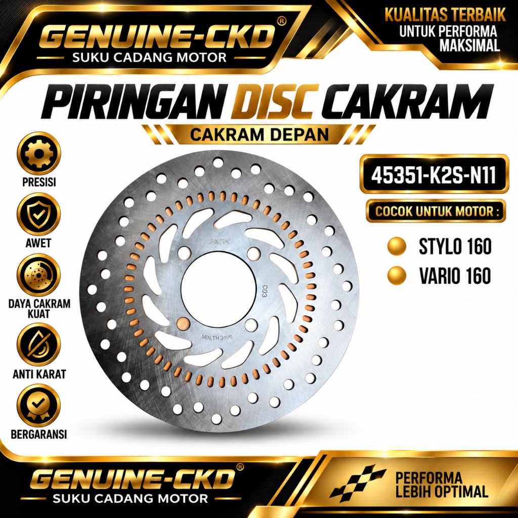 45351-K2S-N11 Piringan Disc Disk Cakram Depan Honda K2S Vario 160 Stylo 160