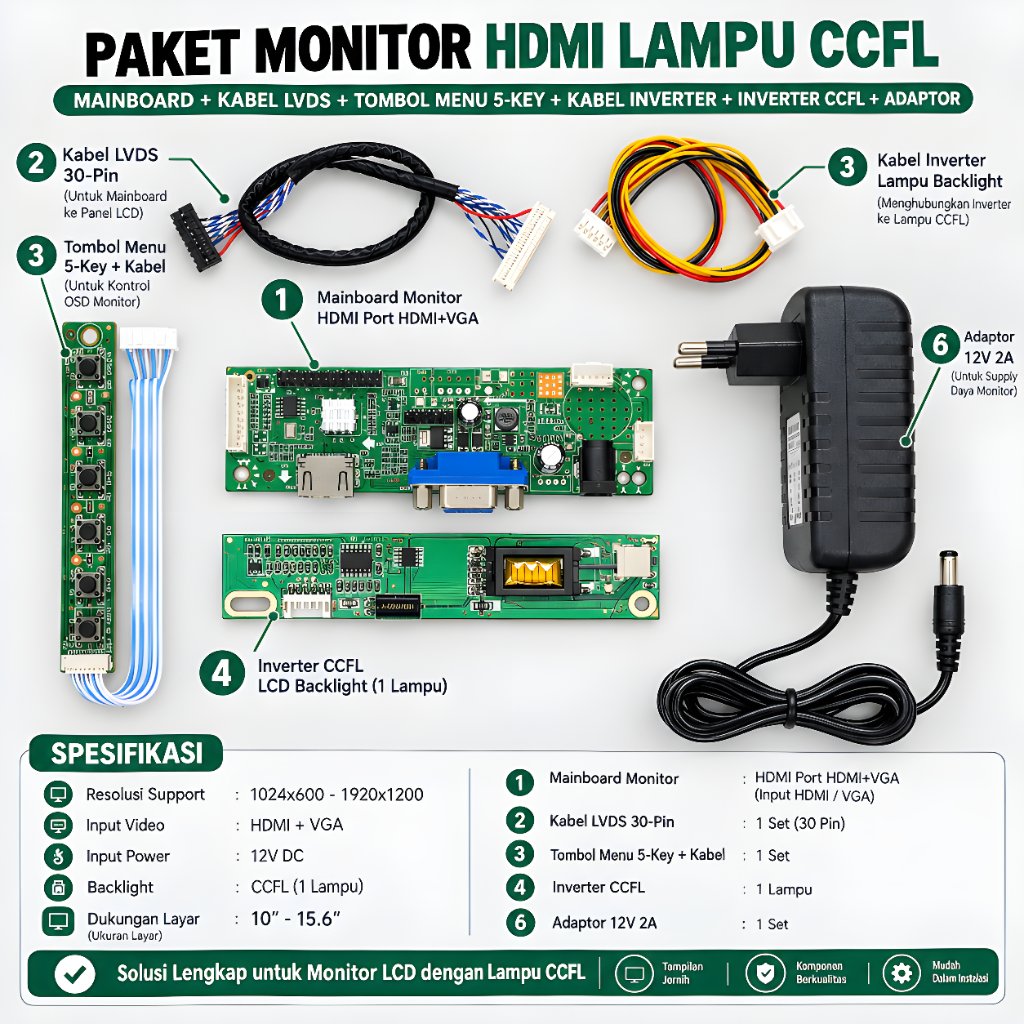 1280x800 - Universal Mainboard Monitor HMDI VGA Ex Layar LCD LED Laptop 14.1 inch 30Pin LVDS