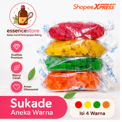 Sukade 4 Warna 1 Pack | Manisan Buah Sukade Aneka Warna untuk Kue, Roti, Cookies & Dessert