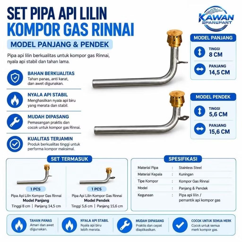 PIPA L + BURNER API LILIN KOMPOR GAS RINNAI / API LILIN KOMPOR GAS RINNAI