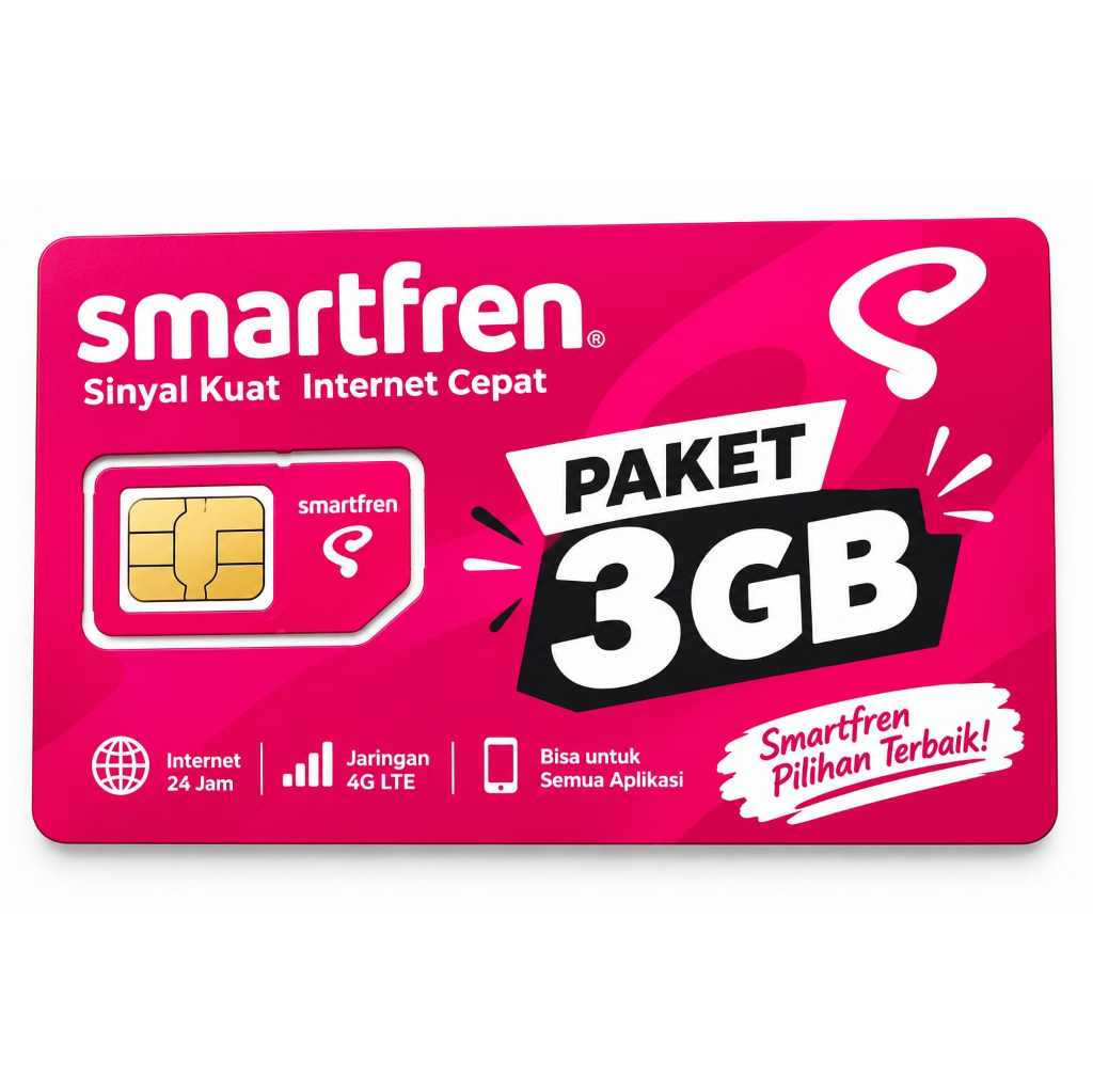 KARTU PERDANA Smartfren Paket 3GB Internet 24 Jam
