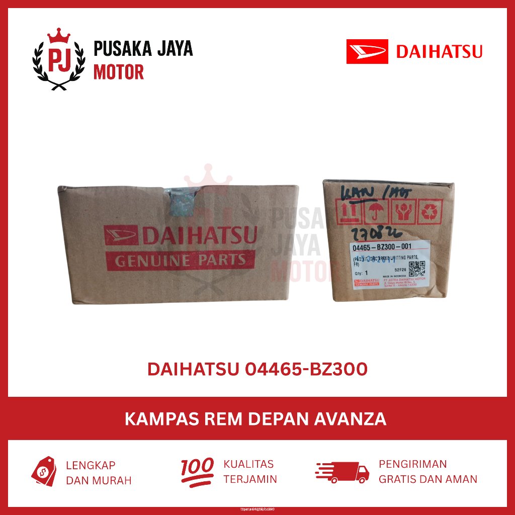 Kampas Rem Depan Original Daihatsu 04465-BZ300 / 04465-YZ300 | Avanza | Original Daihatsu