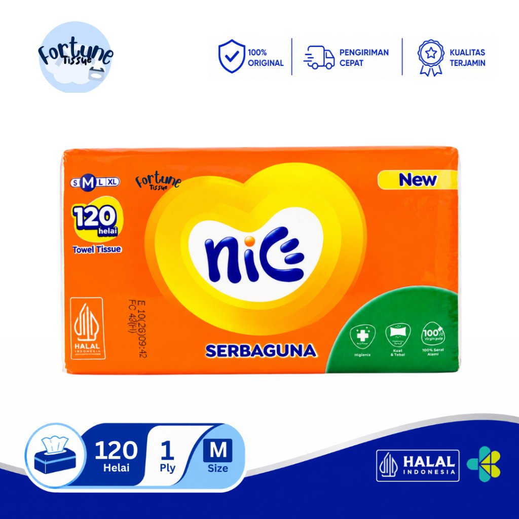 Tisu Tissue Towel NICE 1 Ply (Size M) 120 Helai | Tisu Serbaguna