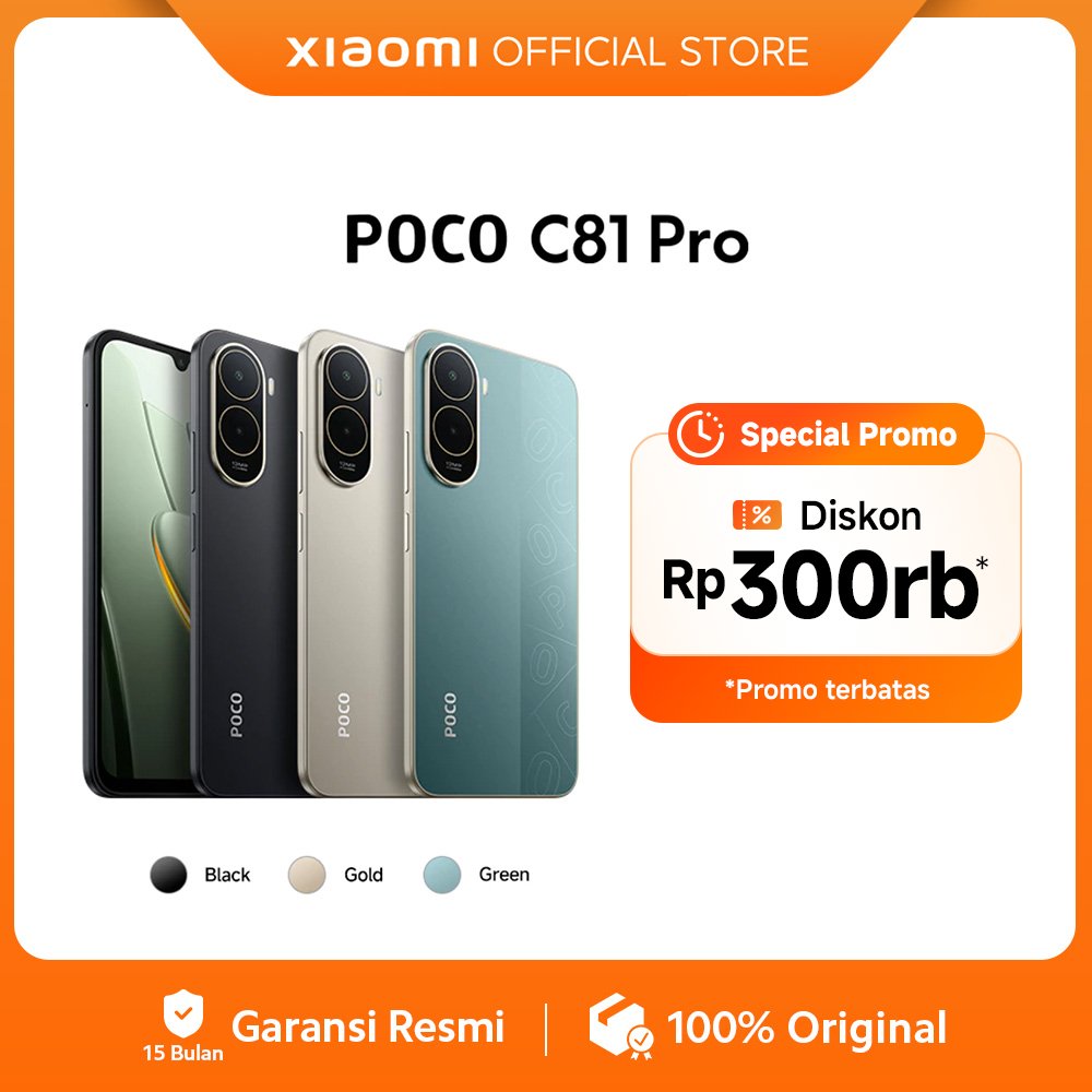 POCO C81 Pro (4GB/128G) (4GB/64GB) | Layar imersif 6.9" | Baterai besar 6000mAh (Typ) | Ditenagai Xi