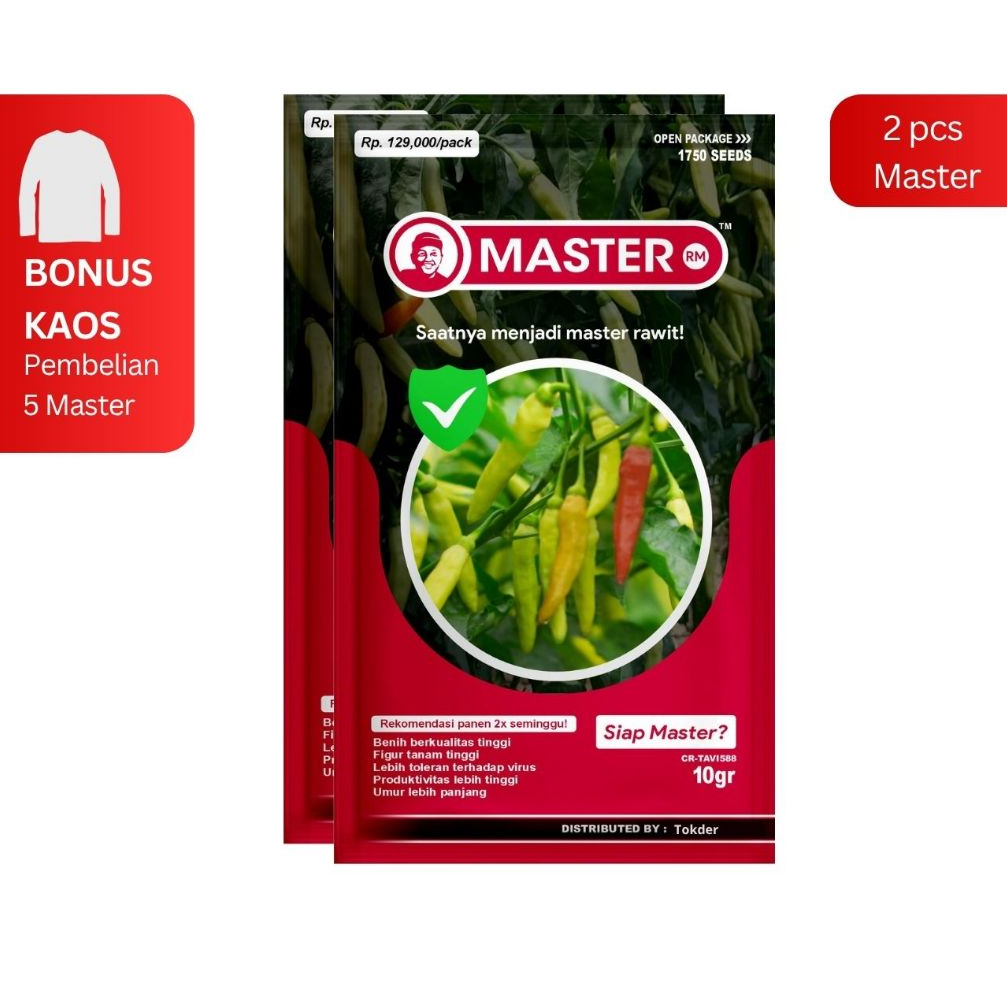 2 MASTER Benih Bibit Cabe Rawit 1750 butir tipe RM