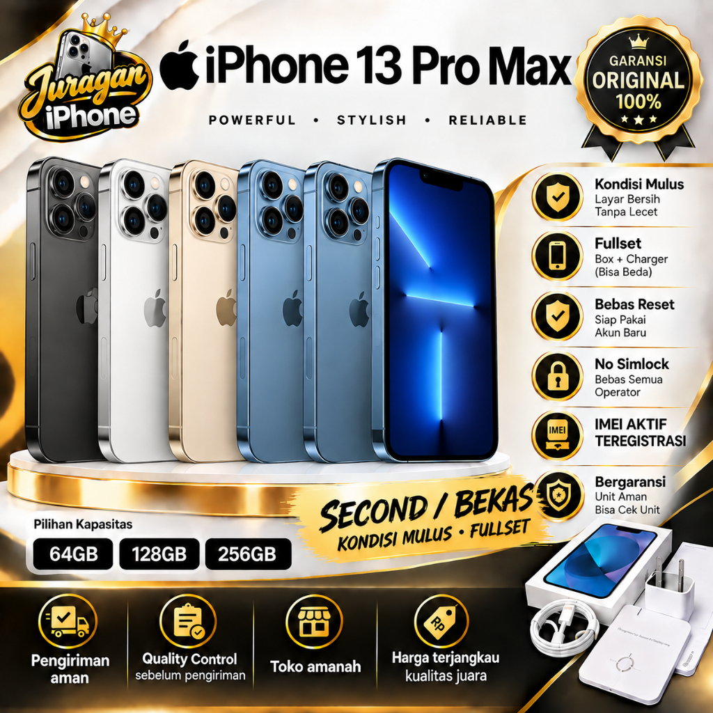 Apple iPhone 13 PRO MAX 128GB 256GB FULLSET SECOND HAND INTERNASIONAL ORI BERGARANSI