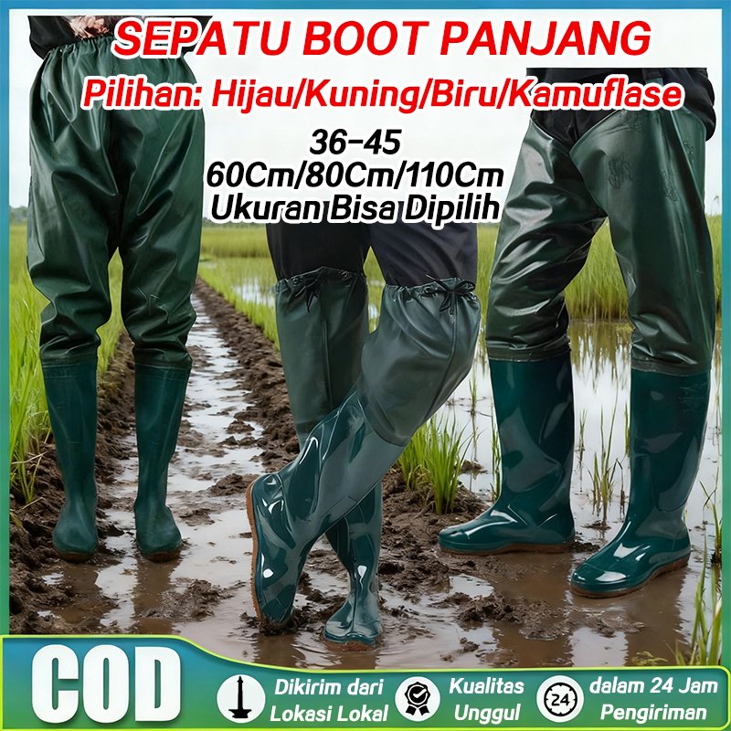 Boot Panjang Petani Sepatu Boot Panjang Petani Sawah Sepatu Boot Karet Anti Air Sepatu Boot Unisex A