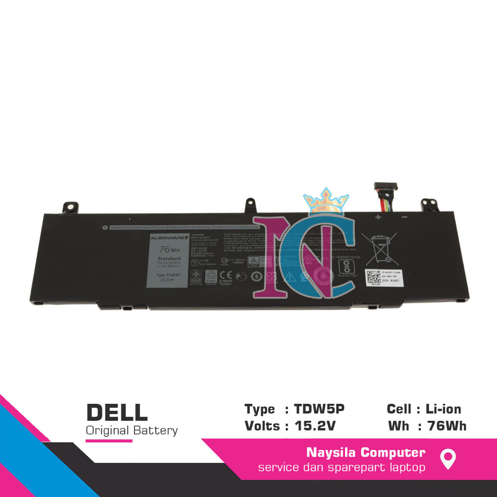 Baterai Battery Laptop For Dell Alienware 13 R3 TDW5P