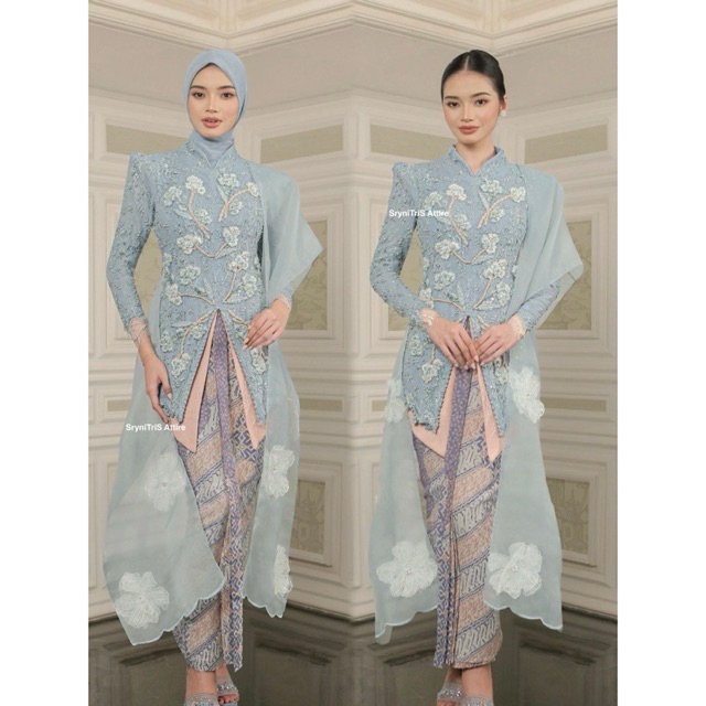 Sewa Kebaya Ivory Studio RTW - Vice Versa | Cotton Upon the Wind Kebaya in Dust Blue on Dusty Pink