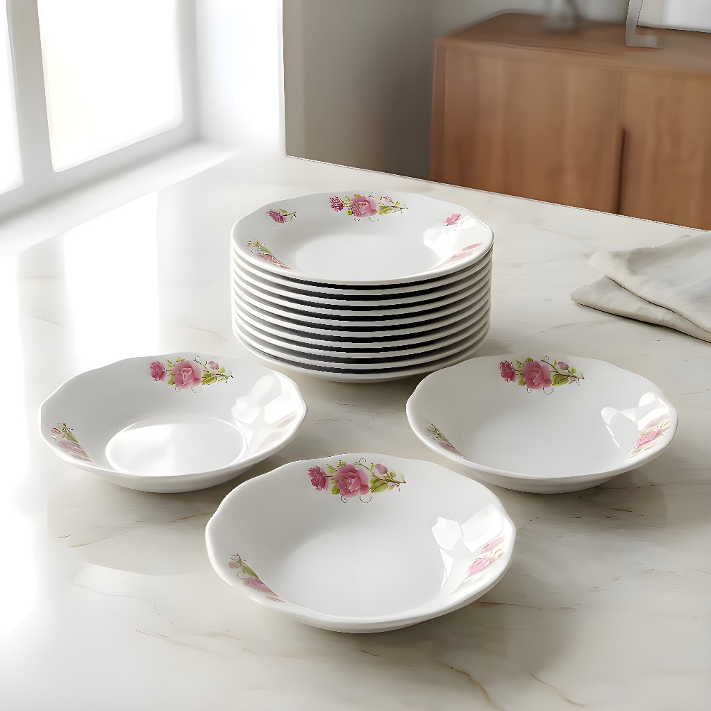 tatakan keramik lucky/tatakan motif bunga/piring keramik bunga rose