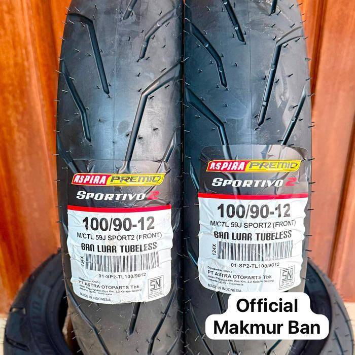 Ban Aspira Premio Sportivo 2 100/90-12 RS-02 Tubeless Soft Compound Ban Depan SCOOPY FREEGO RING 12