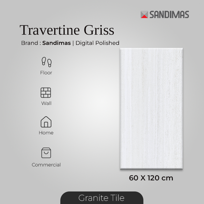Sandimas  Granite Tiles Travertine Griss Polish 60x120