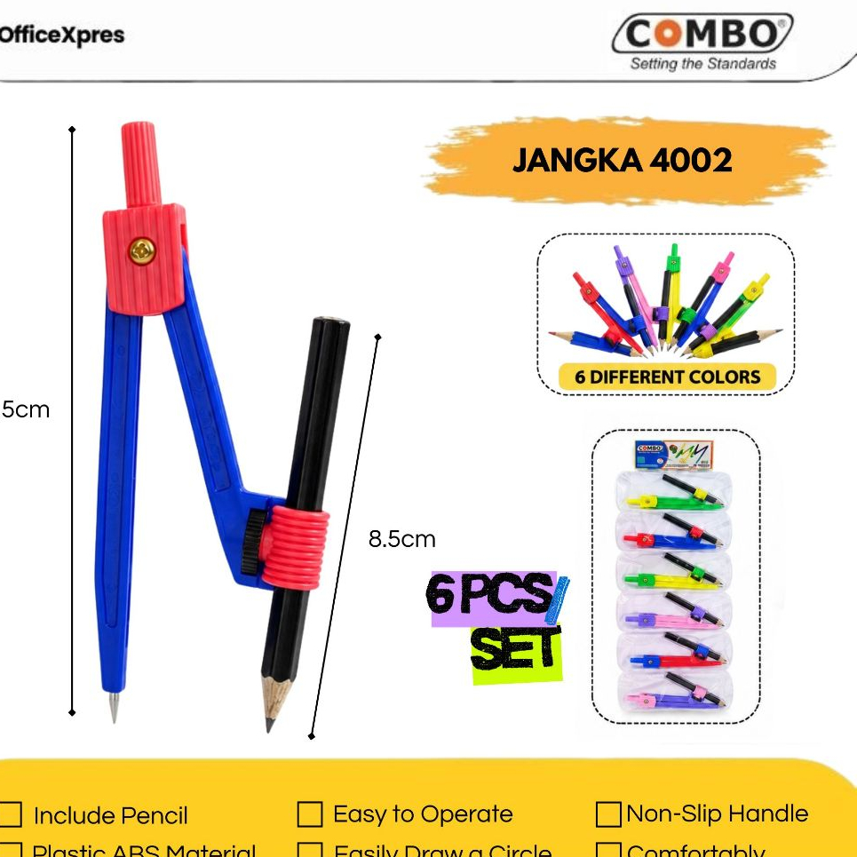Jangka Compass / Jangka Matematika / Pencil Compass / Jangka Set Pensil MTS-4002R Combo