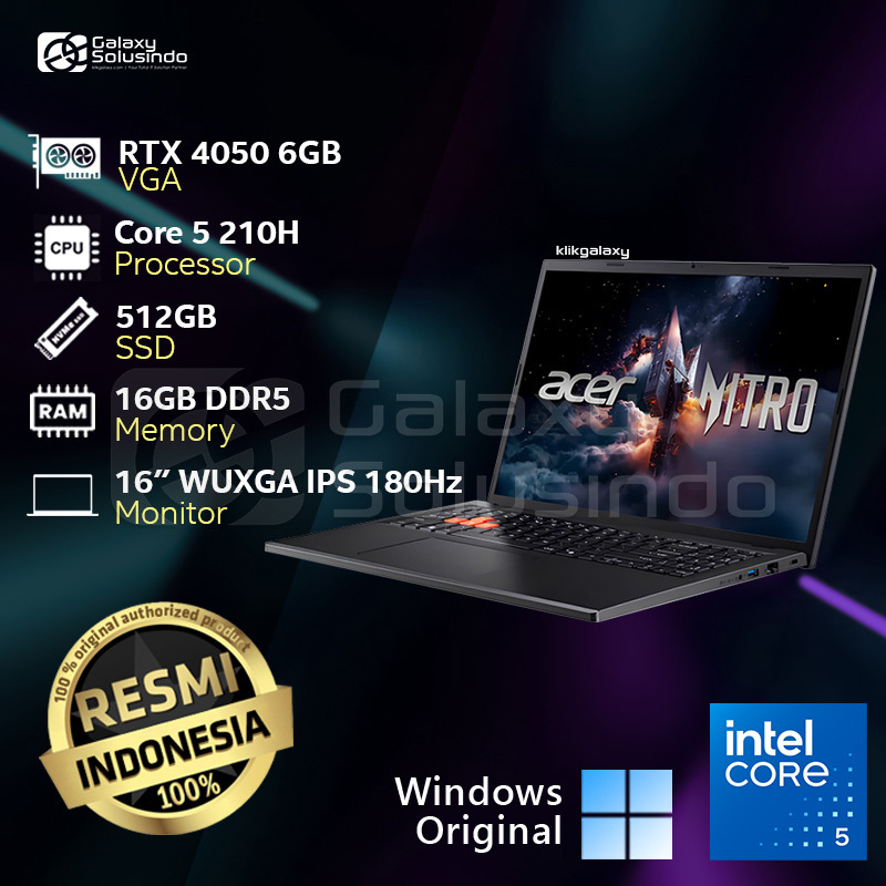 ACER NITRO LITE 16 NL16-71G-50T3 - GeForce RTX 4050 Intel Core 5 210H 512GB SSD 16GB RAM Notebook La