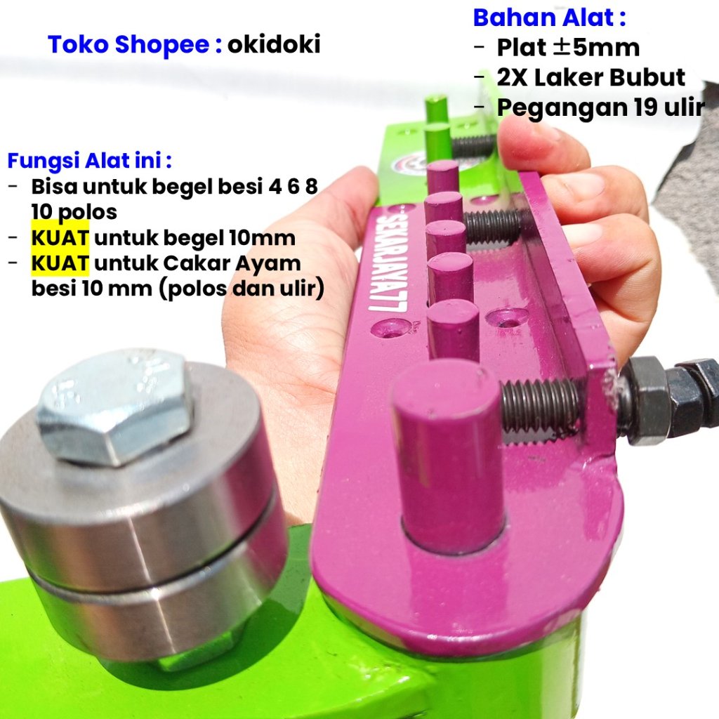 OKIDOKI Alat Penekuk Besi 10 Ulir Laker Bubut Tebal 5mm OKUJ01