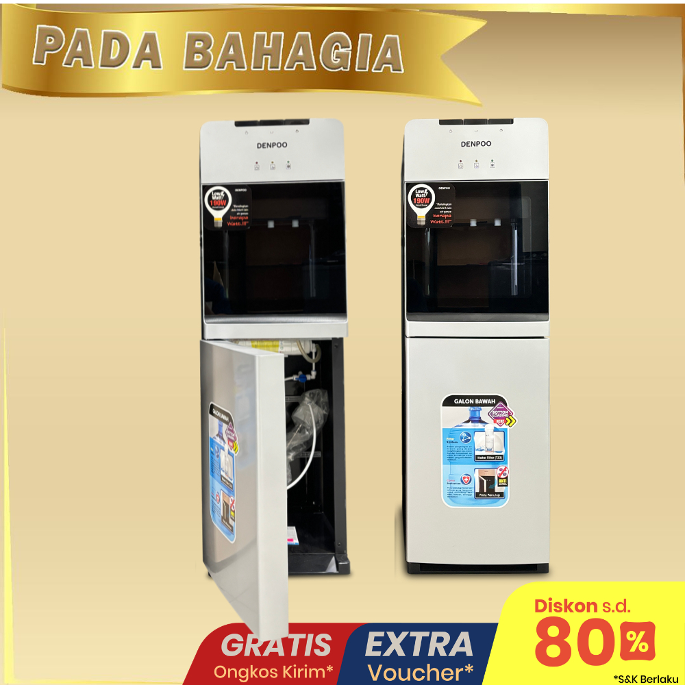 Dispenser Galon Bawah dingin Air ES panas dan Normal Denpoo Aquazone Filter