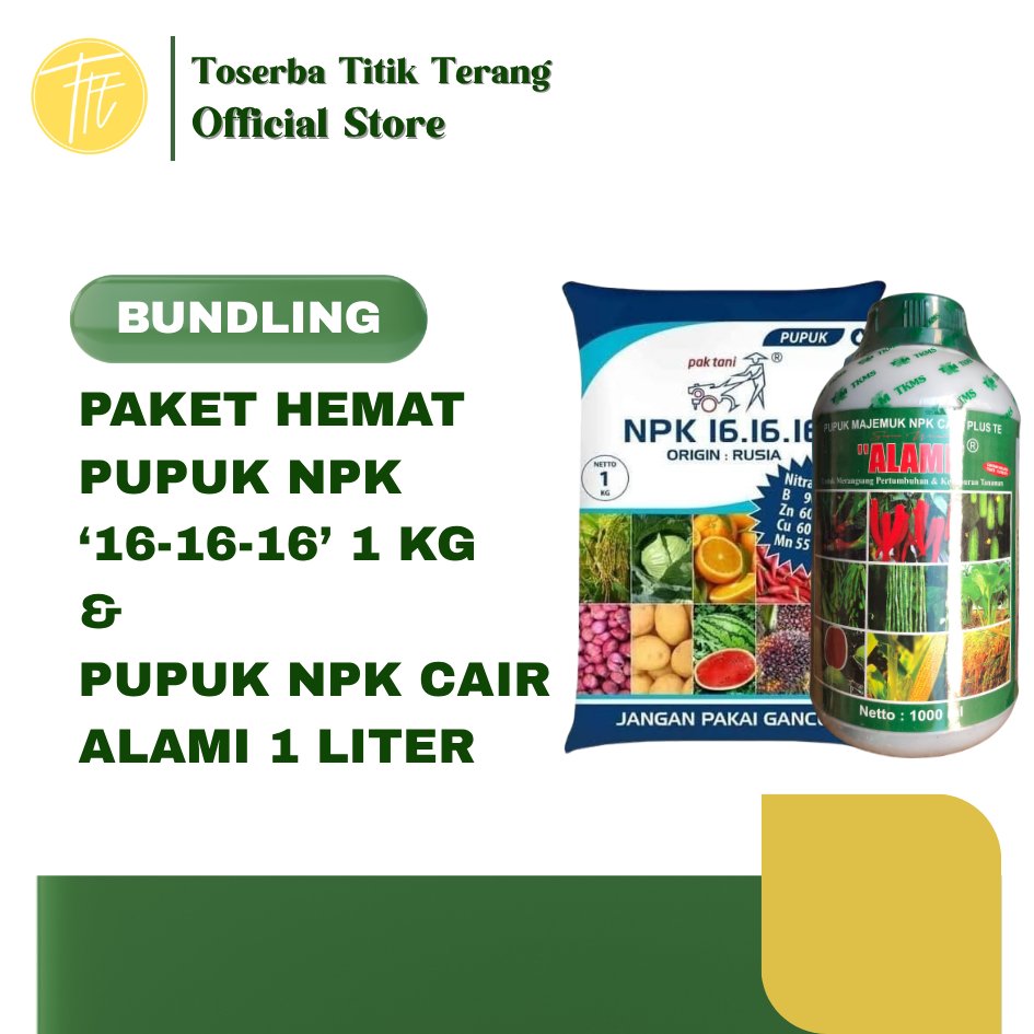 Paket Pupuk NPK 16-16-16 Pak Tani 1kg & Pupuk NPK Alami Cair 1L