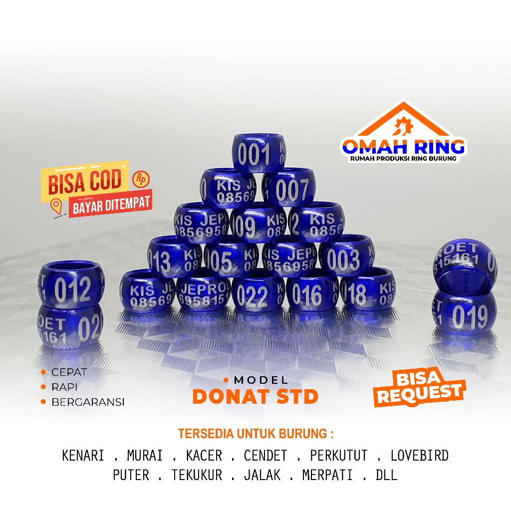 OMAH RING | Model Donat Laser Standart Berlapis Resin | Merpati/Kenari/Perkutut/Puter/Murai Batu/Lov