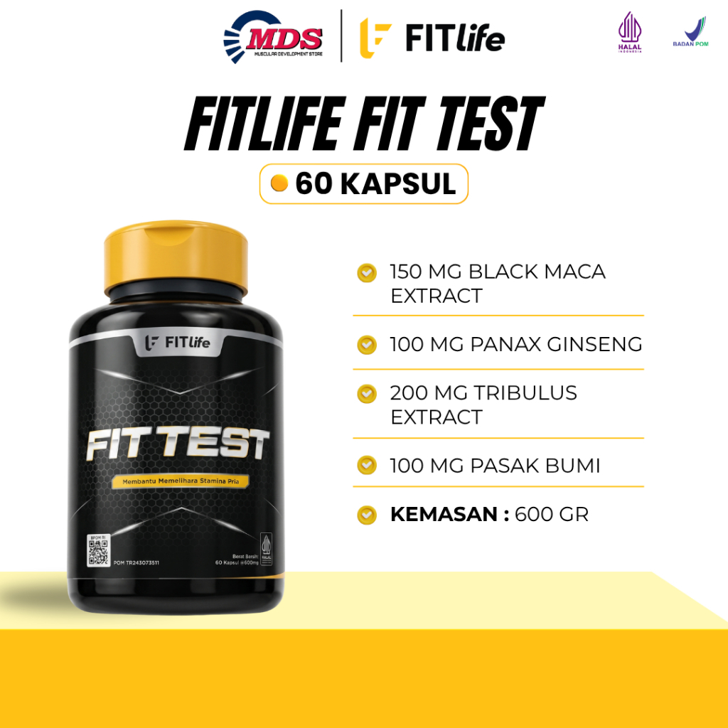 Fitlife Fit Test Tribulus 60 Kapsul Testosteron Booster Suplemen Fitness Pria Workout