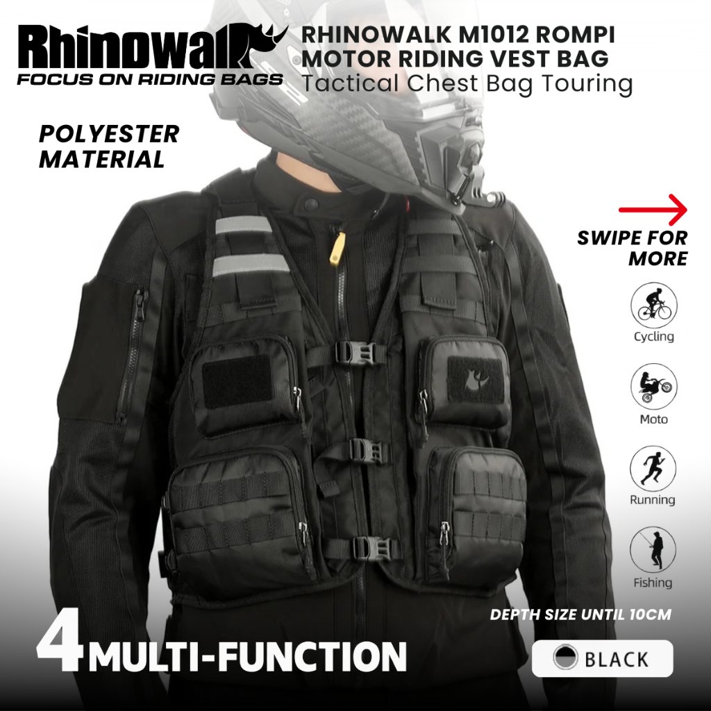 Rhinowalk M1012 Rompi Motor Riding Vest Bag Tactical Chest Bag Touring