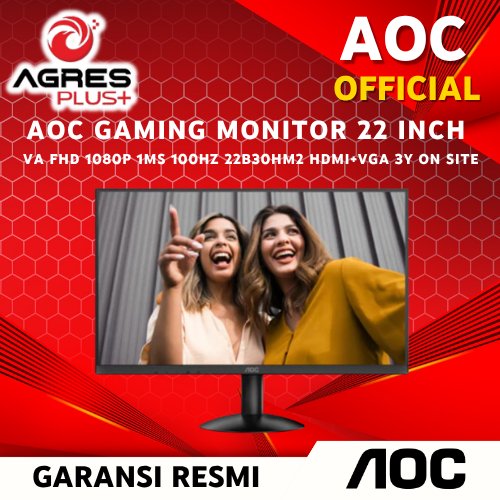 AOC Gaming Monitor 22 Inch VA FHD 1080P 1MS 100HZ 22B30HM2 HDMI+VGA 3Y ON SITE