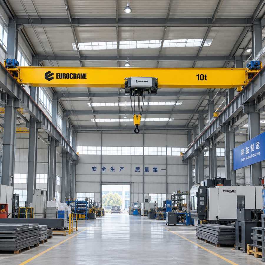 European Top Running Single Girder Overhead Crane Custom Crane Industri dengan Electric Hoist