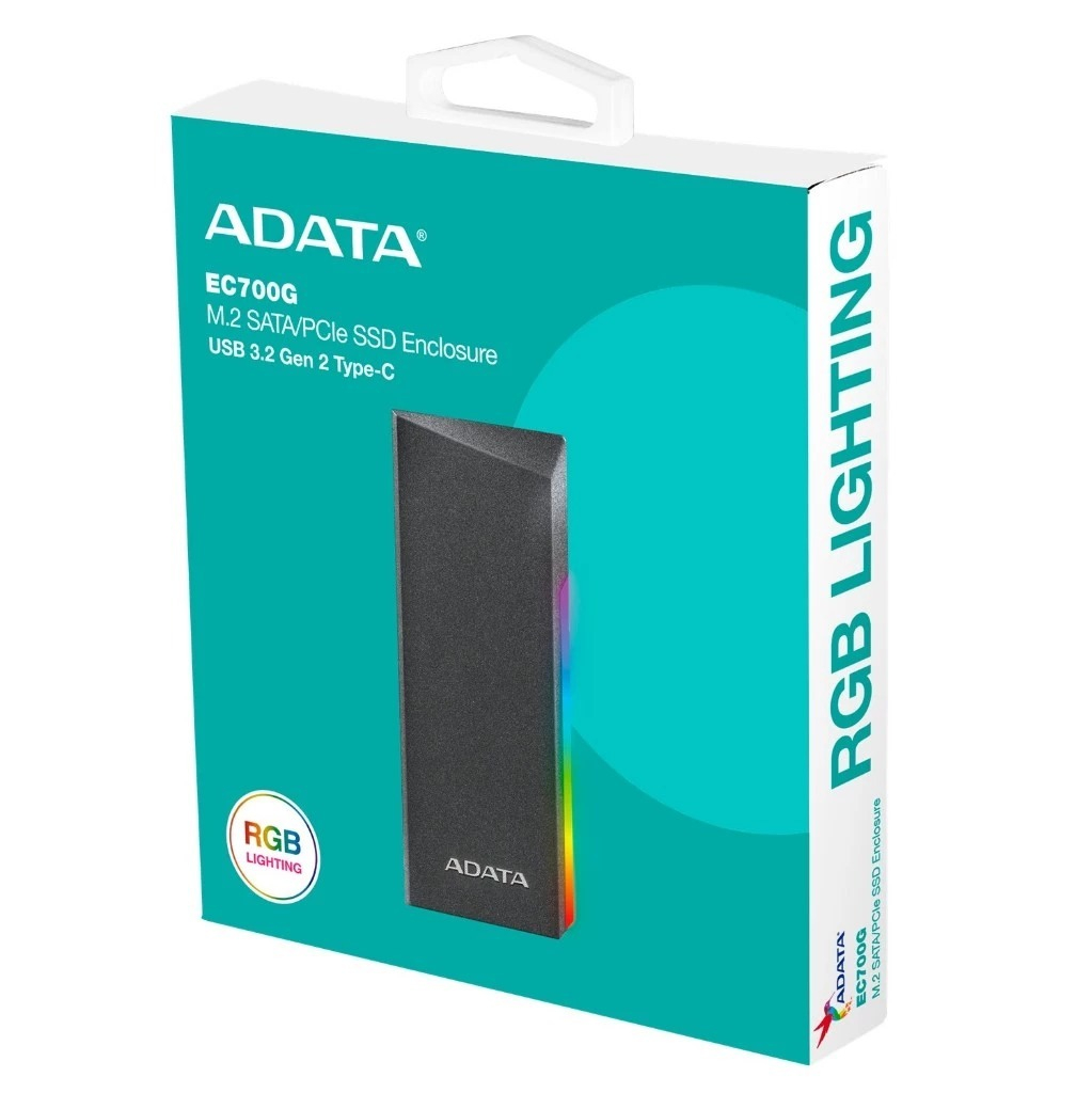 ADATA EC700G Enclosure SSD M.2 SATA/PCIe USB 3.2 Gen 2 Type-C RGB Lighting ec700 G EC 700G