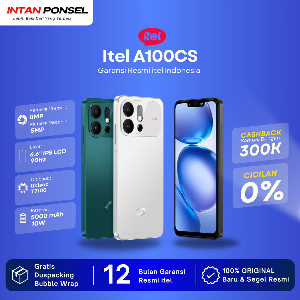itel A100Cs 4/64GB hp android original hp 1 jutaan Garansi Resmi itel Indonesia 1 Tahun