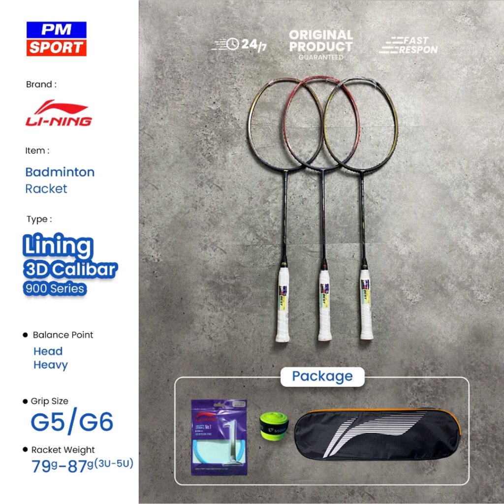 RAKET BADMINTON / BULUTANGKIS LINING 3D CALIBAR 900 / 900I INSTINCT / 900B BOOST ORIGINAL