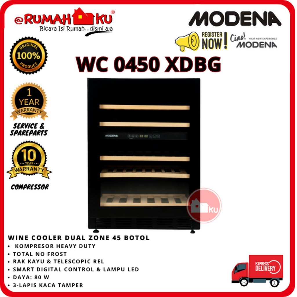 Wine Cellar Modena WC 0450 XDBG Wine Cooler Dual Zone 45 Bottle