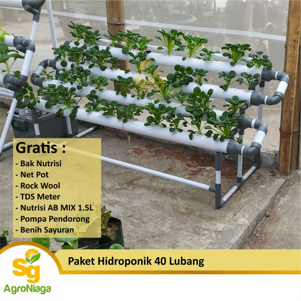 Paket Hidroponik 40 Lubang Lengkap dengan Bak Nutrisi Net Pot Rock Wool TDS Meter