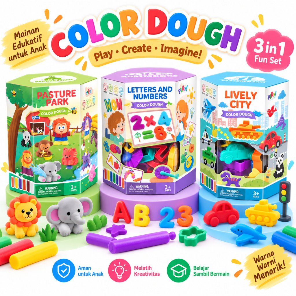 Mainan Anak Kreatif color dough Letter Animal Mobil Clay Pastisin Lilin Edukasi Family Kreasi Belaja