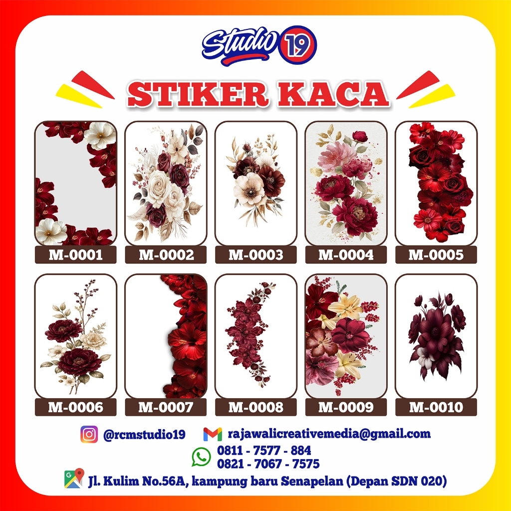 Stiker Kaca Motif Bunga Custom Ukuran | Sticker Kaca Jendela Pintu Dekorasi Floral