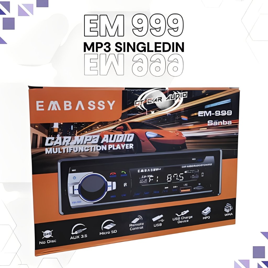 Embassy EM-999 Player MP3 Singledin Audio Mobil Player Multifungsi dengan Remote Kontrol