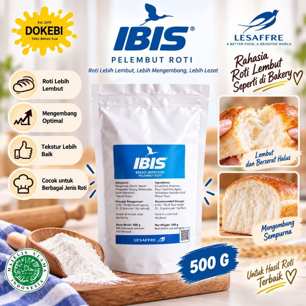 PELEMBUT ROTI IBIS BLUE 500 G / ADONAN BAHAN ROTI SOFTENER