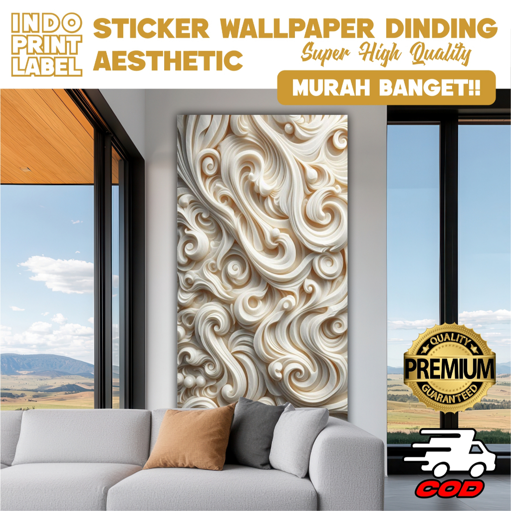 WALPAPER DINDING 3D UV AESTETIK MOTIF UKIRAN ABSTRAK LUXURY / WALPAPER DINDING TERMURAH TAHAN AIR/ S