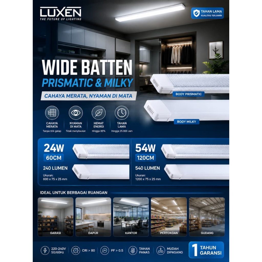 LUXEN Lampu TL LED PRISMATIC 54W / LUXEN PRISMATIC 54 WATT