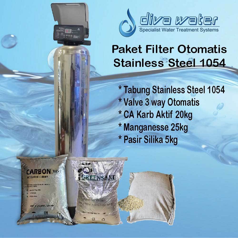 Paket filter air tabung stainless 1054 Otomatis Backwash + media filter