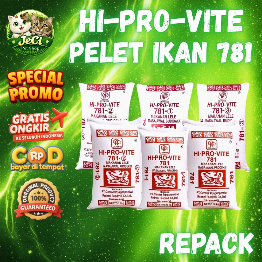 PELET IKAN HI-PRO-VITE 781-1/781-2SP/781-2/781/781-3 REPACK 500GR/1KG/2KG - Pakan Ikan Terapung Prot