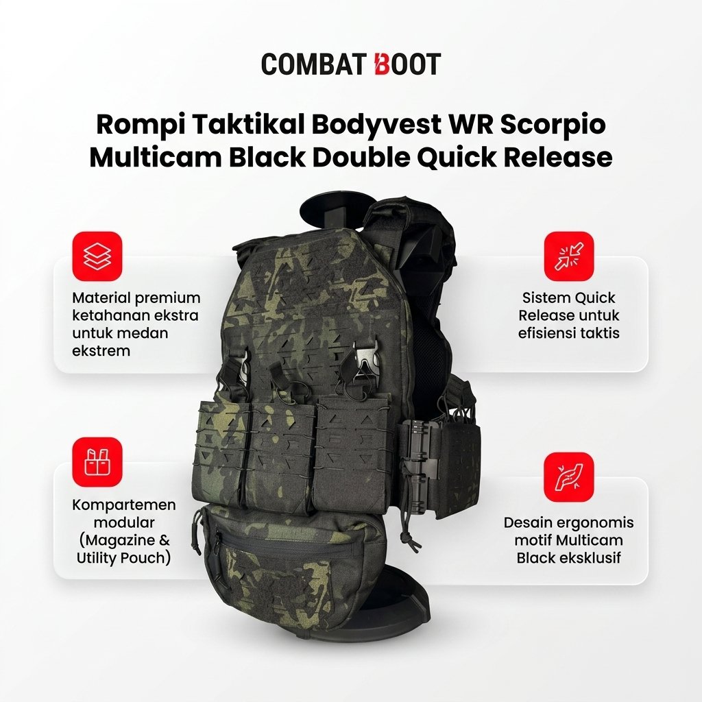 Bodyvest WR Scorpio Multicam Black Cordura D1000 Rompi Taktikal Pelepas Cepat