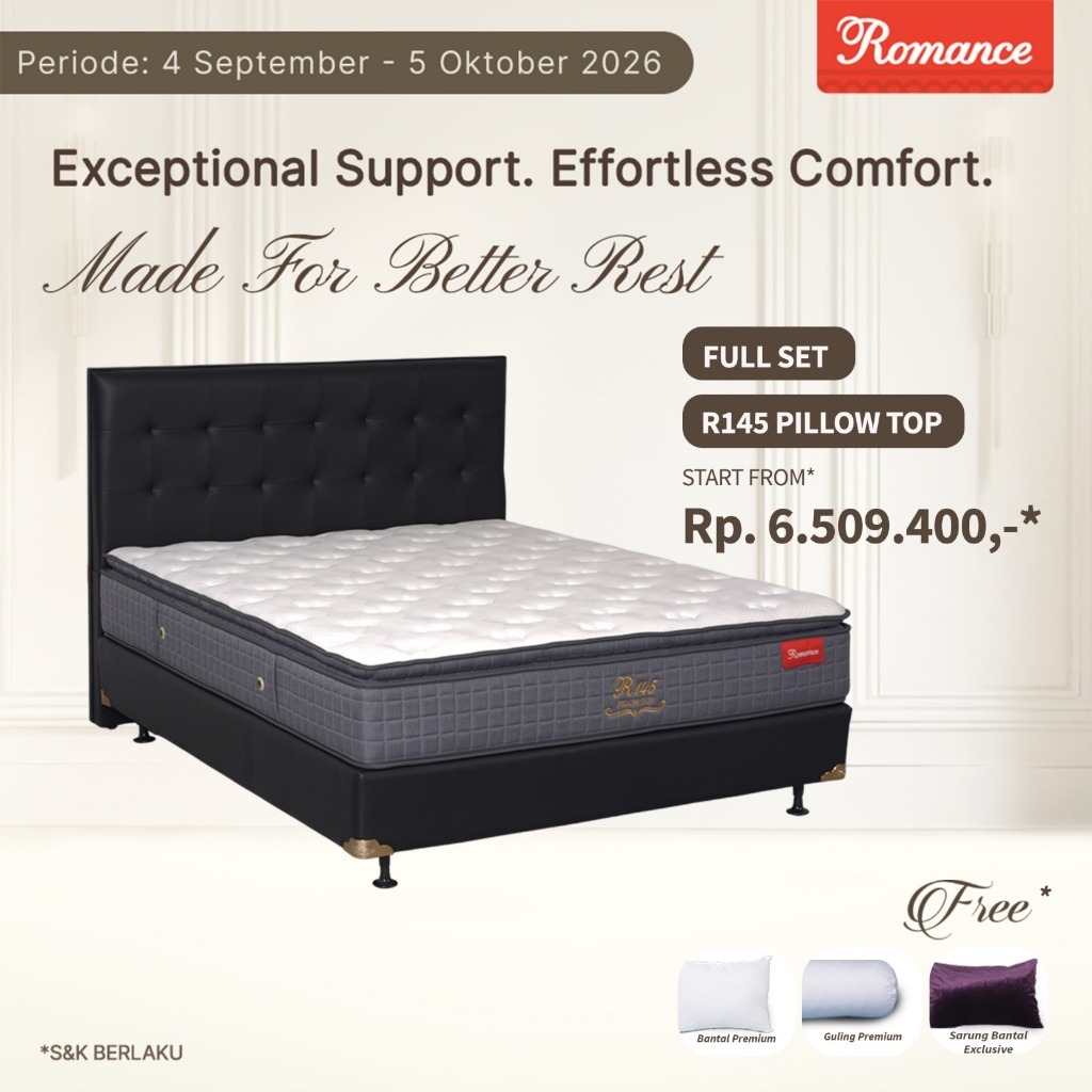 Romance - Kasur R145 Pillowtop (Full Set) Romance Grosir