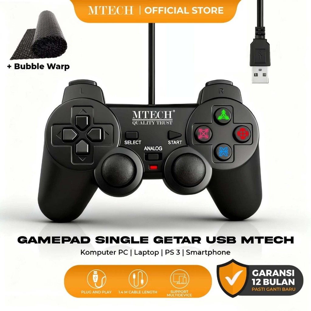 MTECH Stick Gamepad Single Getar USB Joystick PC Laptop Smartphone M-Tech Original - Garansi 1 Tahun