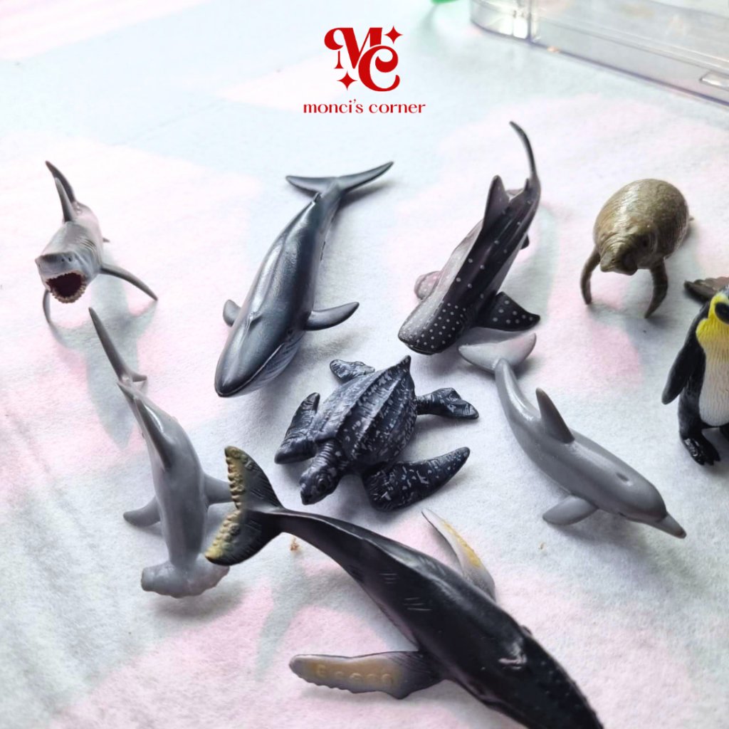 MONCI'S PRELOVED - COLLECTA MINI SEA ANIMALS FIGURINE SET PACKED | SATU SET MAINAN ANAK HEWAN LAUT M