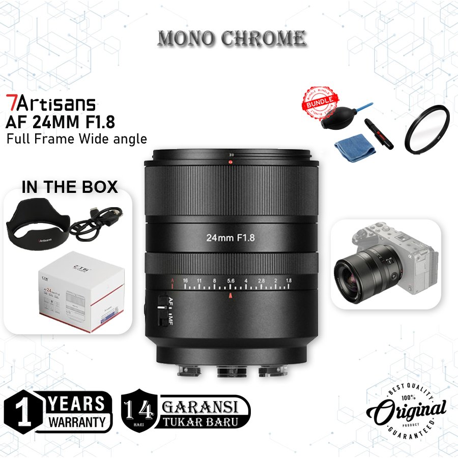 7Artisans AF 24mm F1.8 Lensa Full Frame For Sony E-Mount / Leica L / Nikon Z Autofokus Garansi Resmi