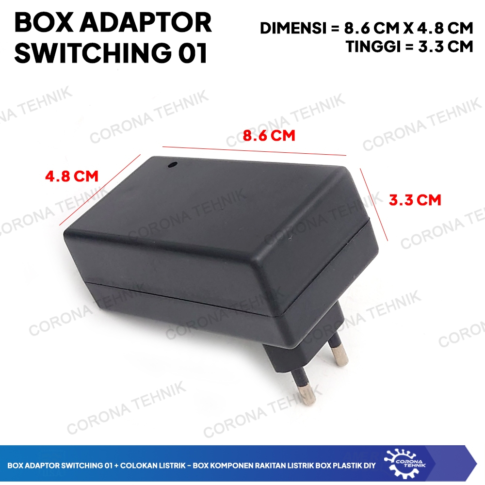 Box Adaptor Switching 01 + Colokan Listrik - Box Komponen Rakitan Listrik Box Plastik DIY