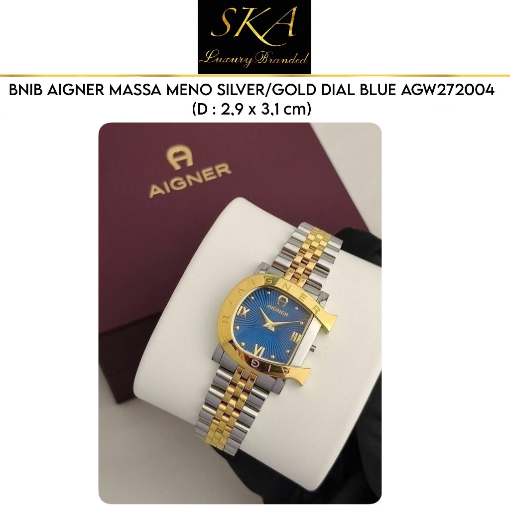 WATCH AUTHENTIC AIGNER MASSA MENO SILVER/GOLD DIAL BLUE AGW272004