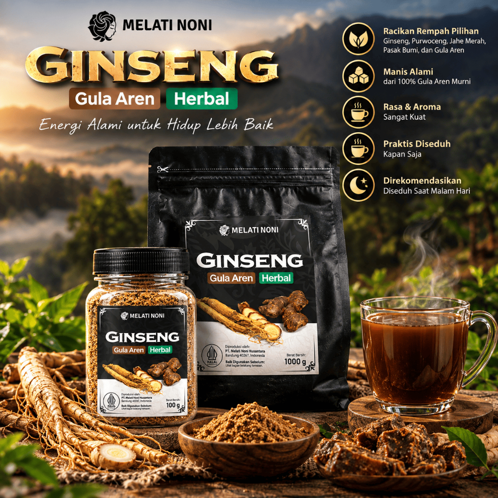 Ginseng Purwoceng Jahe Merah Gula Aren Bubuk Murni Herbal Tradisional Melati Noni 1 Kg